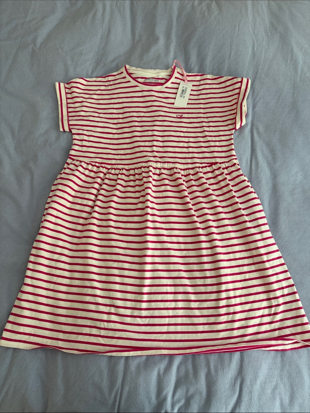 Vineyard Vines Pink and White Stripe Cotton Girl's Dress
